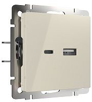 Розетка USB тип A+С без рамки Werkel 2-м. слоновая кость глянцевый картинка